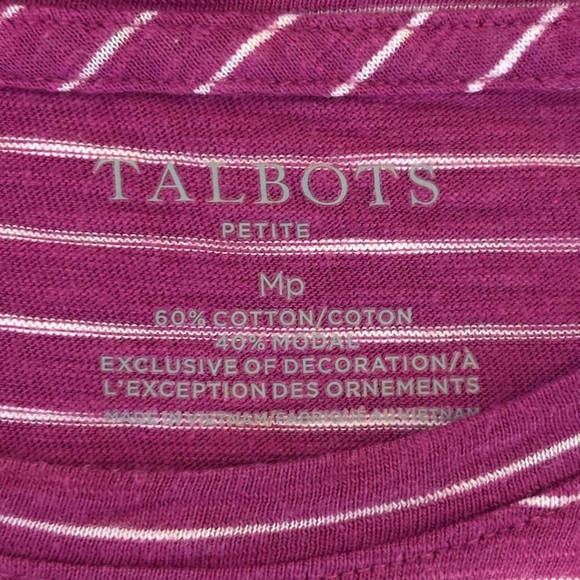 Talbots Petites Purple Striped Rainy Day Top | Size MP | Cotton Modal - Picture 2 of 7